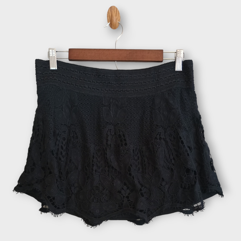 Generation Love Skirt Womens Medium Black Crochet Lace Knit Neutral Cute Goth